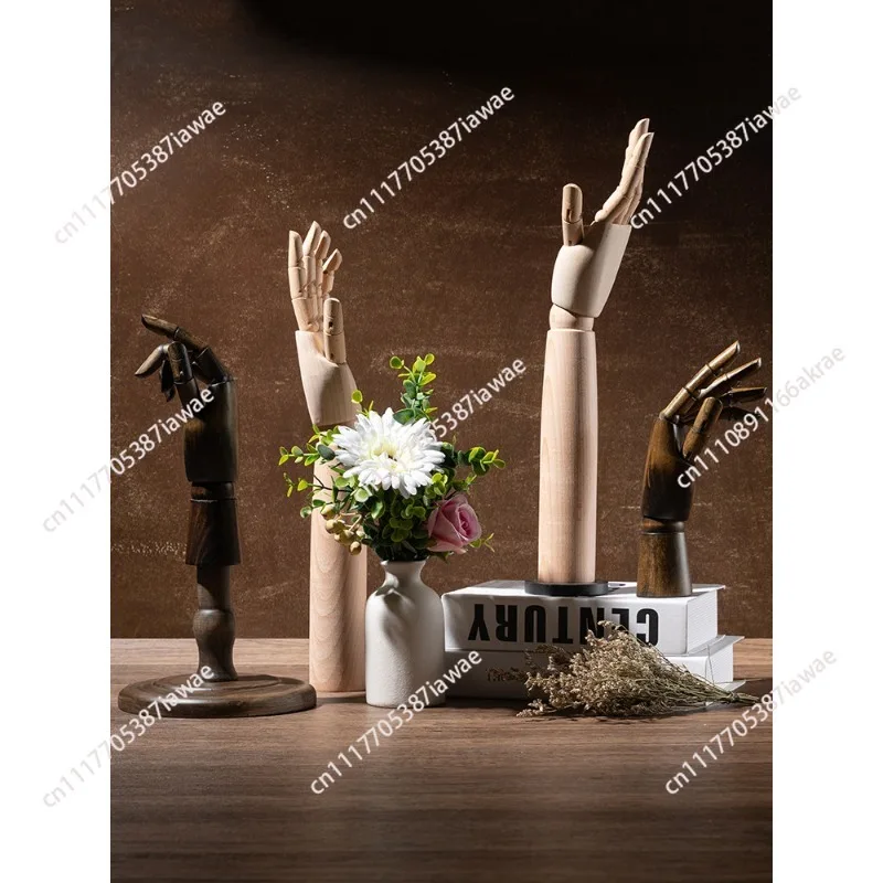 Clothing store hand model props window display high-end antique color solid wood prosthetic hand model joint hand