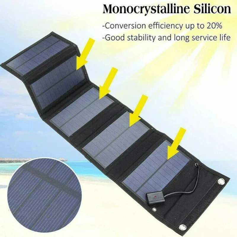 

12/20W Foldable Solar Panel 5V USB Portable Battery Charger for Cell Phone Outdoor Waterproof Power Bank for Camping Accessories
