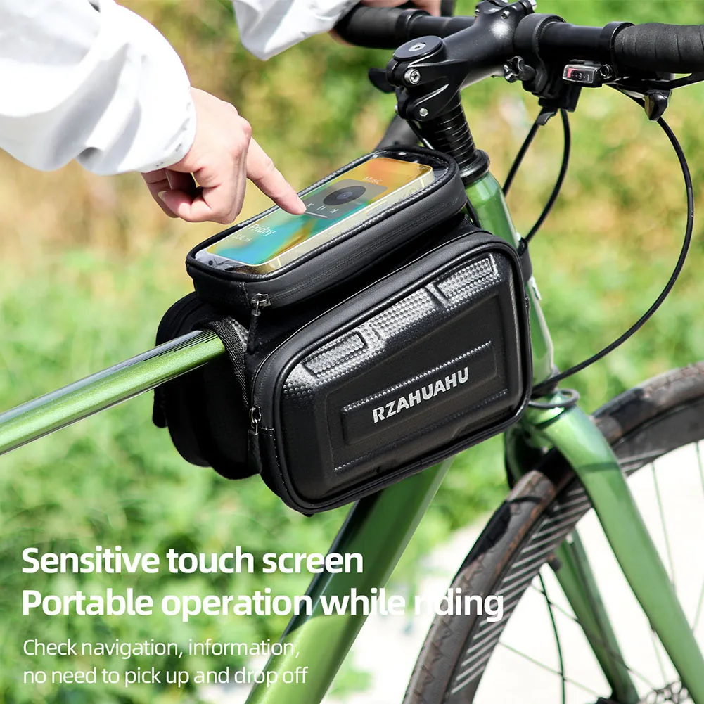 3L حقيبة الهاتف الدراجة دعم شاشة تعمل باللمس دراجة الإطار الأمامي حقيبة سعة كبيرة الدراجة الهاتف جبل حقيبة دراجة الجبلية الملحقات