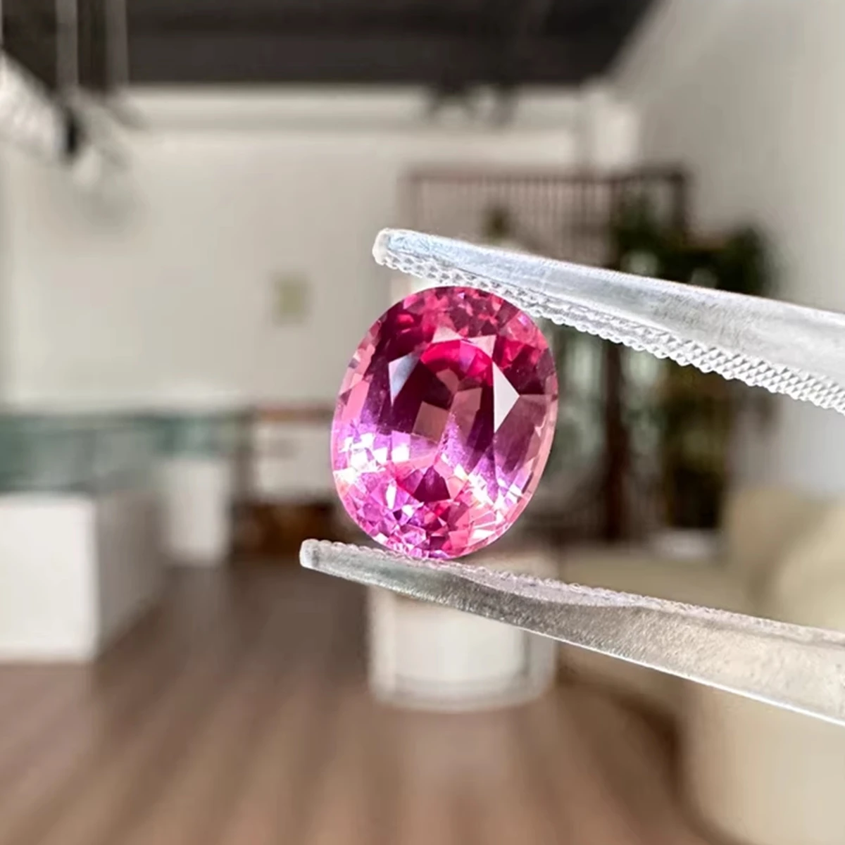 

1 шт., выращенный в лаборатории овальный 9*11 мм, розовый сапфир