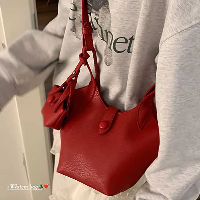 Borse a secchiello portatili verdi estive con mini borsa per donna Borsa a tracolla a tracolla in morbida pelle alla moda in stile coreano