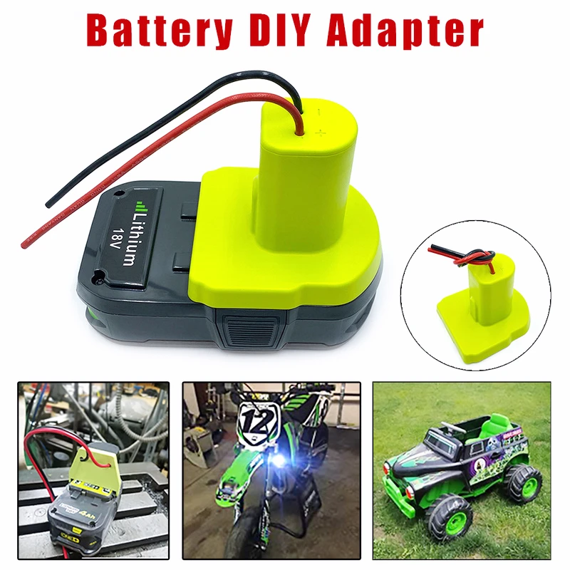 Adaptador de rueda de alimentación para batería Ryobi de 18V, convertidor de cable de calibre 12, 18V, P100, P102, P103, P107, P108, batería de iones de litio y ni-cd