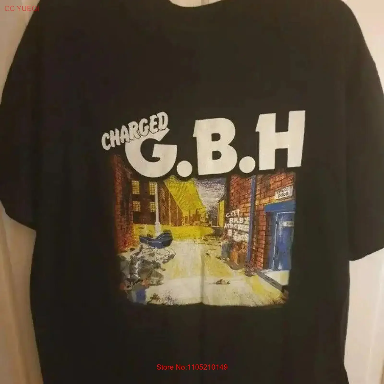 

ФУТБОЛКА CHARGED G B H GBH Band Remake TE8452 винтажный стираный топ для повседневной носки Мягкий универсальный растянутый модный удобный