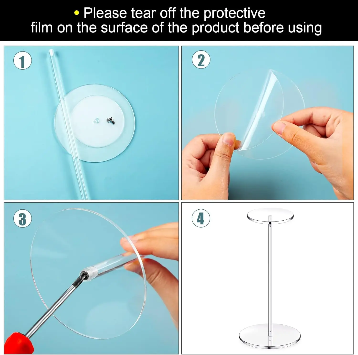 2-Pack Clear Acrylic Hat Display Stands for Caps, Wigs, Helmets - 12 Inch Riser with Round Base