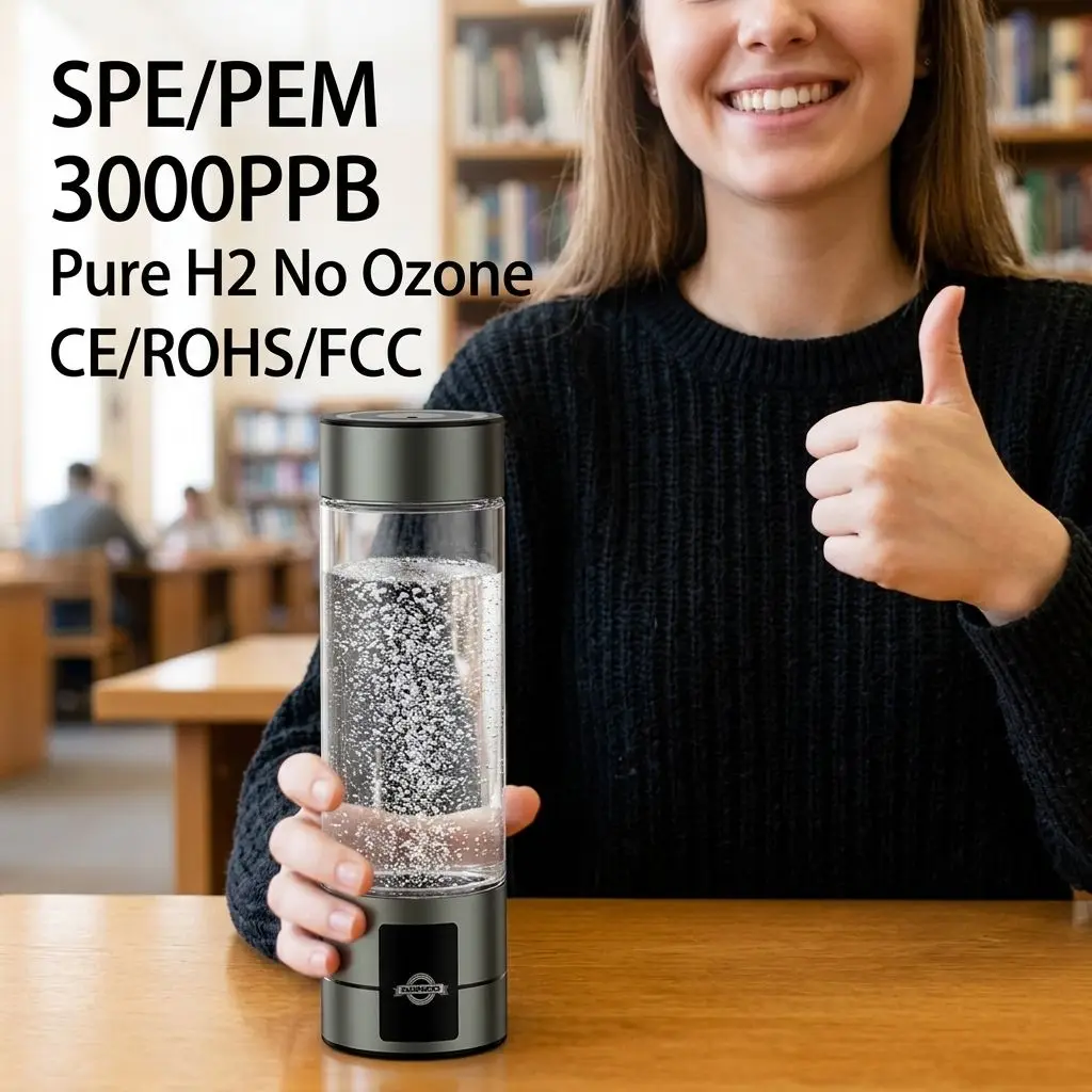 

3000PPB High Concentration Hydrogen Rich Water Bottle SPE PEM Portable H2 Water Generator Cup For Home Travel Outdoor Use