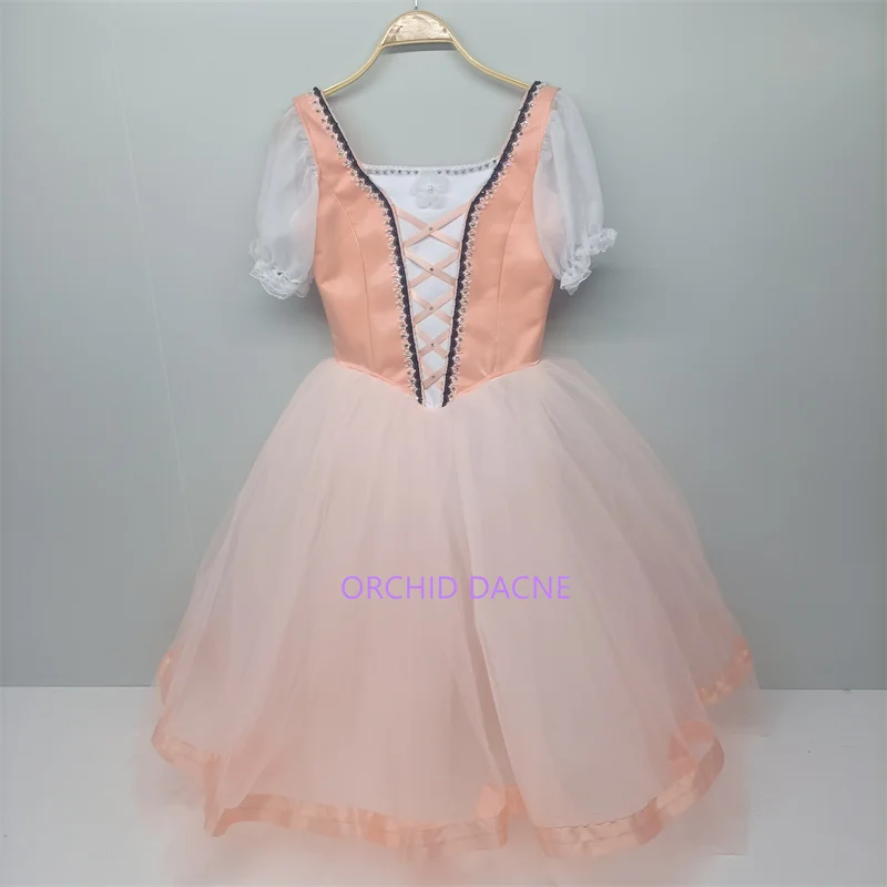 

Professional High Quality Kids Girls Women Adult Stage Performance Wear Orange Long Ballet Dance Wear Romantic Tutu