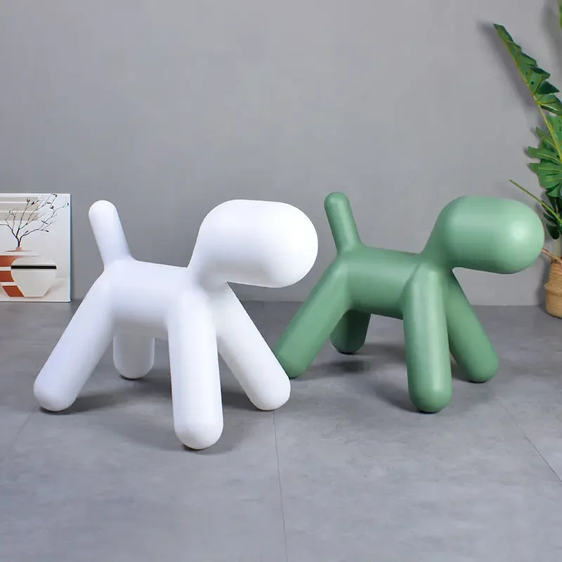 

Nordic Creative Small Stools Trojan Horse Stool Cartoon Dog Chair Puppy Stool Plastic Animal Ottomans Living Room Furniture