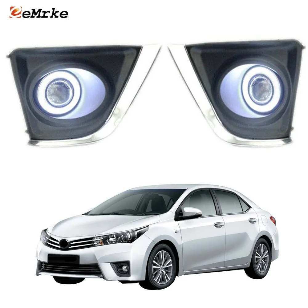 LED Angel Eyes DRL For Toyota Corolla Altis 2014 2015 2016 Fog Lights Assembly Lens H11 55W Halogen Bulbs Daytime Running Lamp