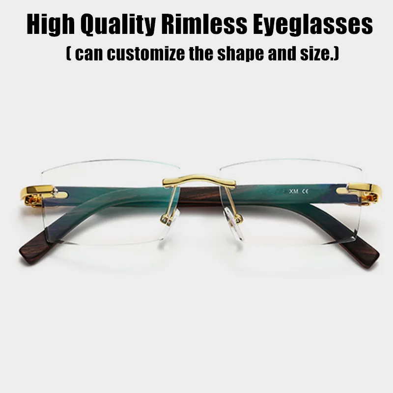 american-rimless-eyeglasses-men-vintage-square-wood-leg-glasses-frame-titanium-frameless-eyewear-can-customize-the-shape-size