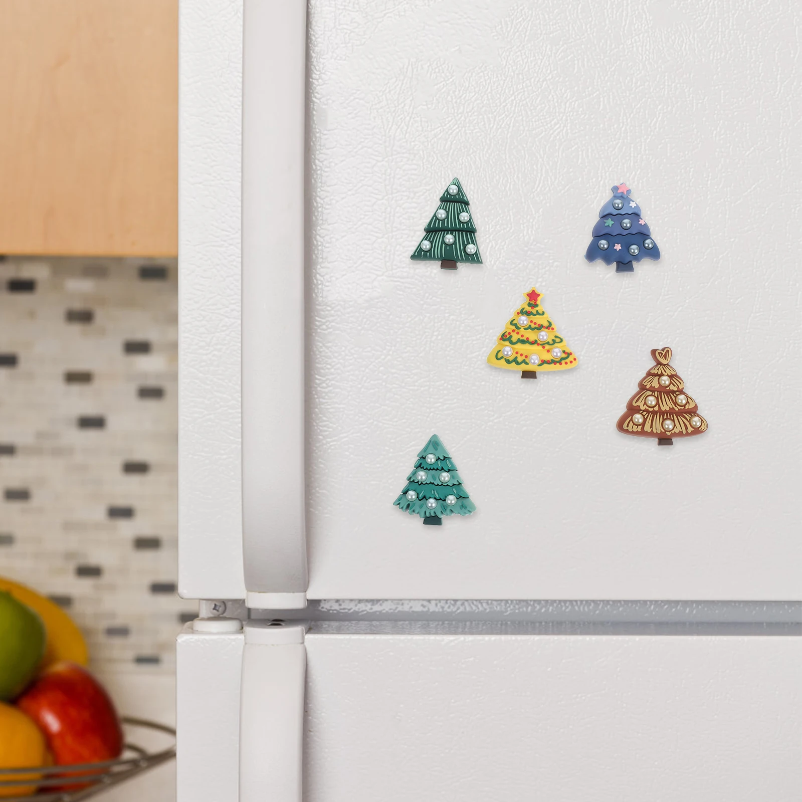 

6 Pcs Fridge Magnets Christmas Tree Refrigerator Decor Cute Cartoon Adornment Photo