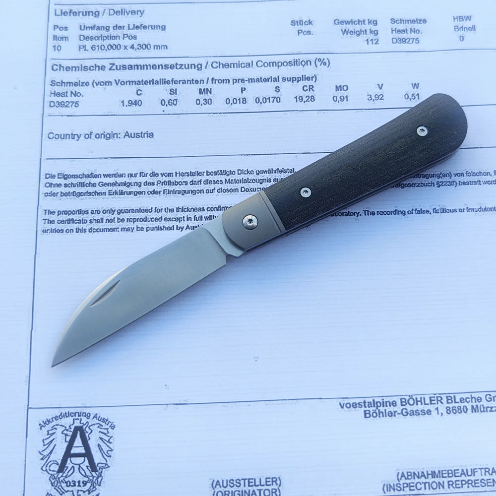 JUFULE Real M390 Blade Jack Wolf Style Titanium Micarta Handle Slip Joint Pocket Camping Utility Tool fruit Paring Folding Knife