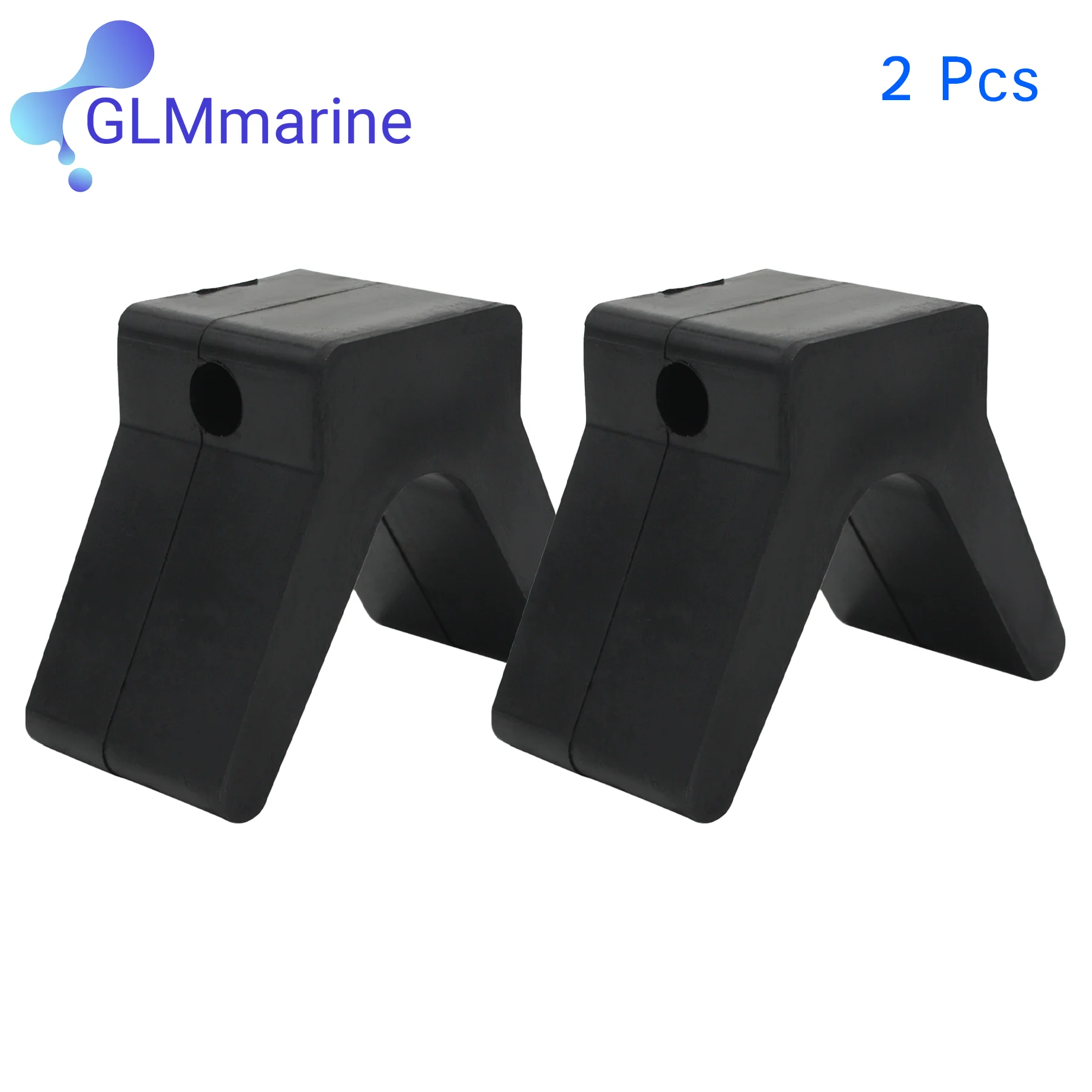 2 Pcs V Bow Stop Roller Boat Trailer Rubber Bow Stop V-Block Black 2-Inch By 2-Inch with 3/8