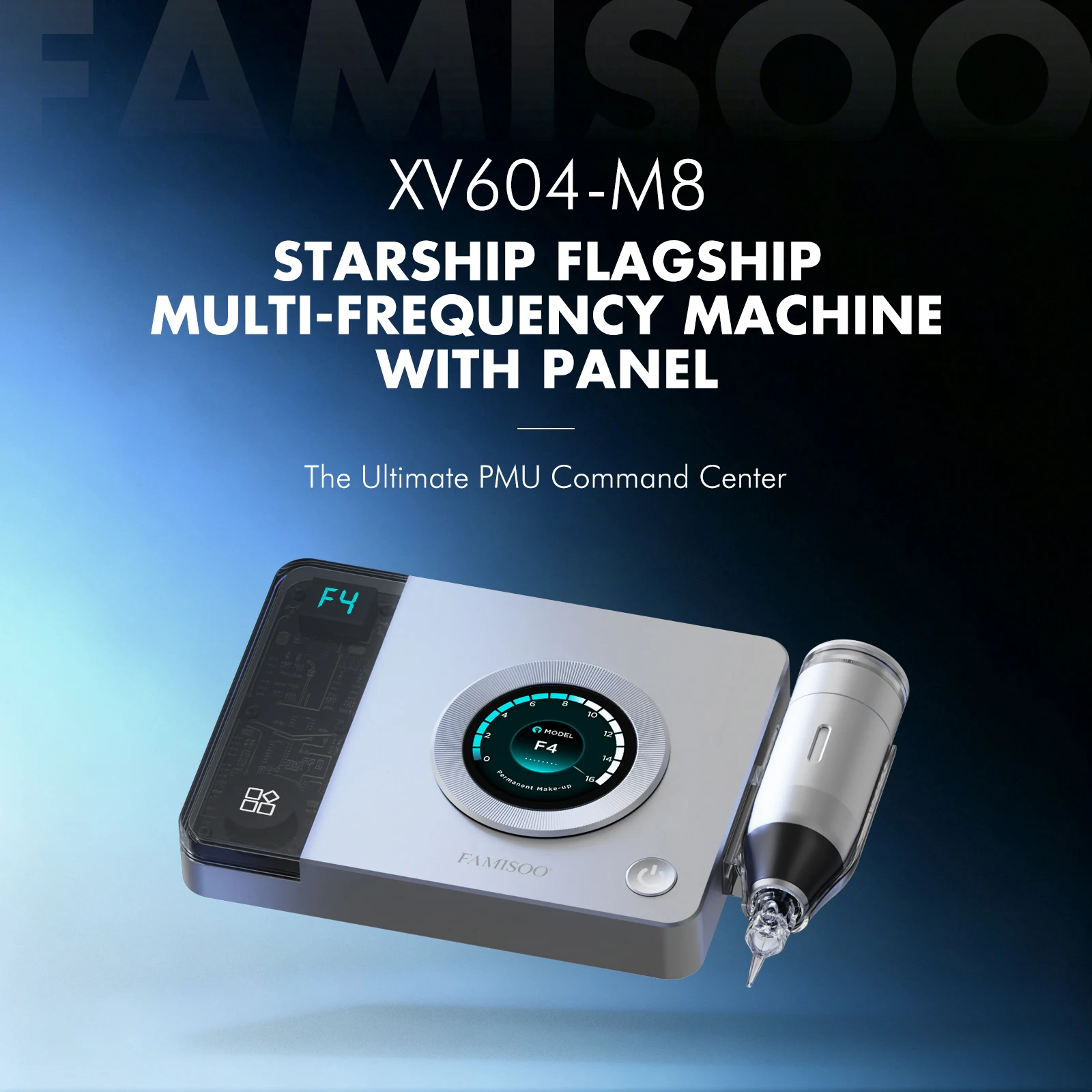 FAMISOO XV604-M8 Multi-Frequency Tattoo Machine with Panel 4 modes·16 speeds · Brushless motor PMU Machine for Brows Lip Tattoo
