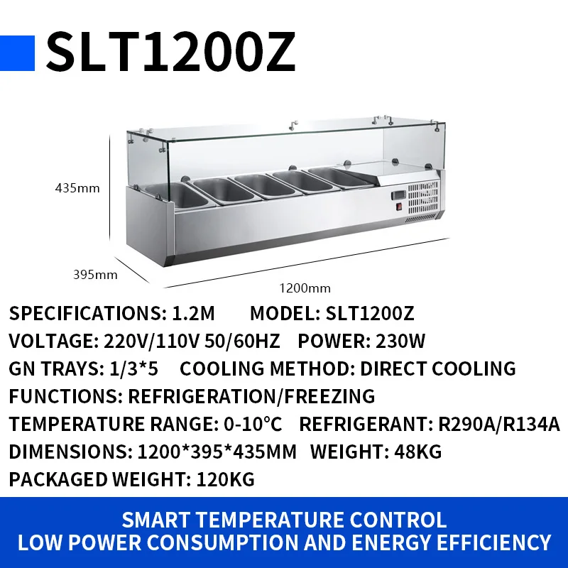 Stainless Steel Refrigerated Display Cases, Supermarket Refrigerated Cases, Salad Bar Display Cases, Dessert(Customized)