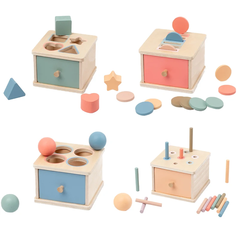 Brinquedo Sensorial Montessori para Bebês: Caixa de Objetos Permanentes, Jogo de Classificação e Correspondência de Cores, Caixa de Moedas, Queda de Bolas, Brinquedos Educacionais para Habilidades Motoras Finas