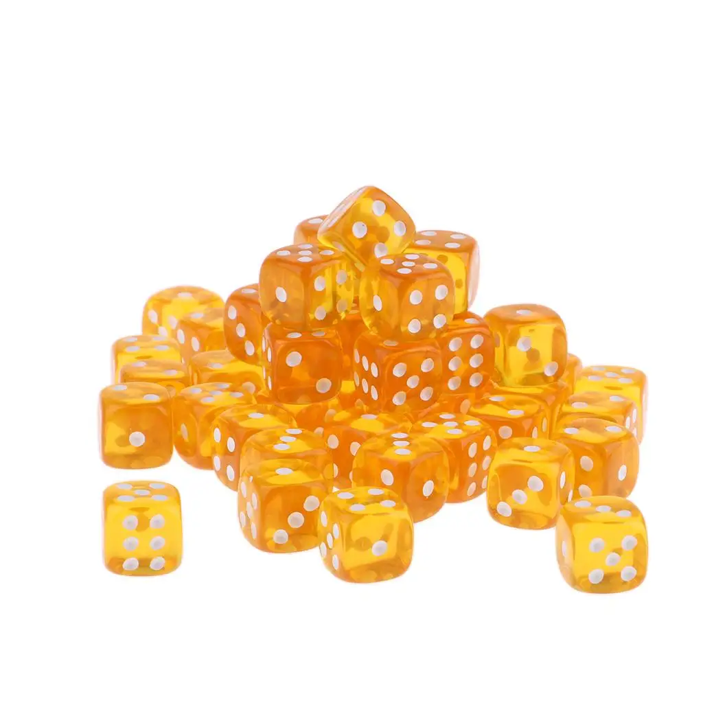 50 pçs novo quadrado 12mm 6 lados dados d6 jogo padrão opaco para dados de jogo de tabuleiro rpg