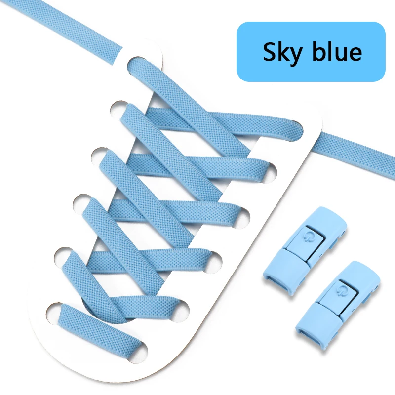 No Tie Schnürsenkel Press Lock Schnürsenkel ohne Krawatten Elastische Schnürsenkel Sneaker Kinder Erwachsene 8MM Verbreiterte flache Schnürsenkel für Schuhe