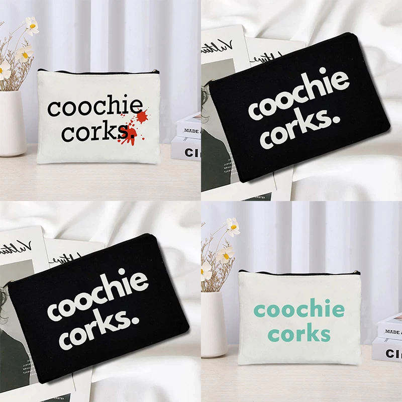 Coochie Corks Pattern Canvas Cosmetic Kit Fashion Hot Patterns Makeup Bag Festival Gift Women Travel Organizer Toiletry Pouch