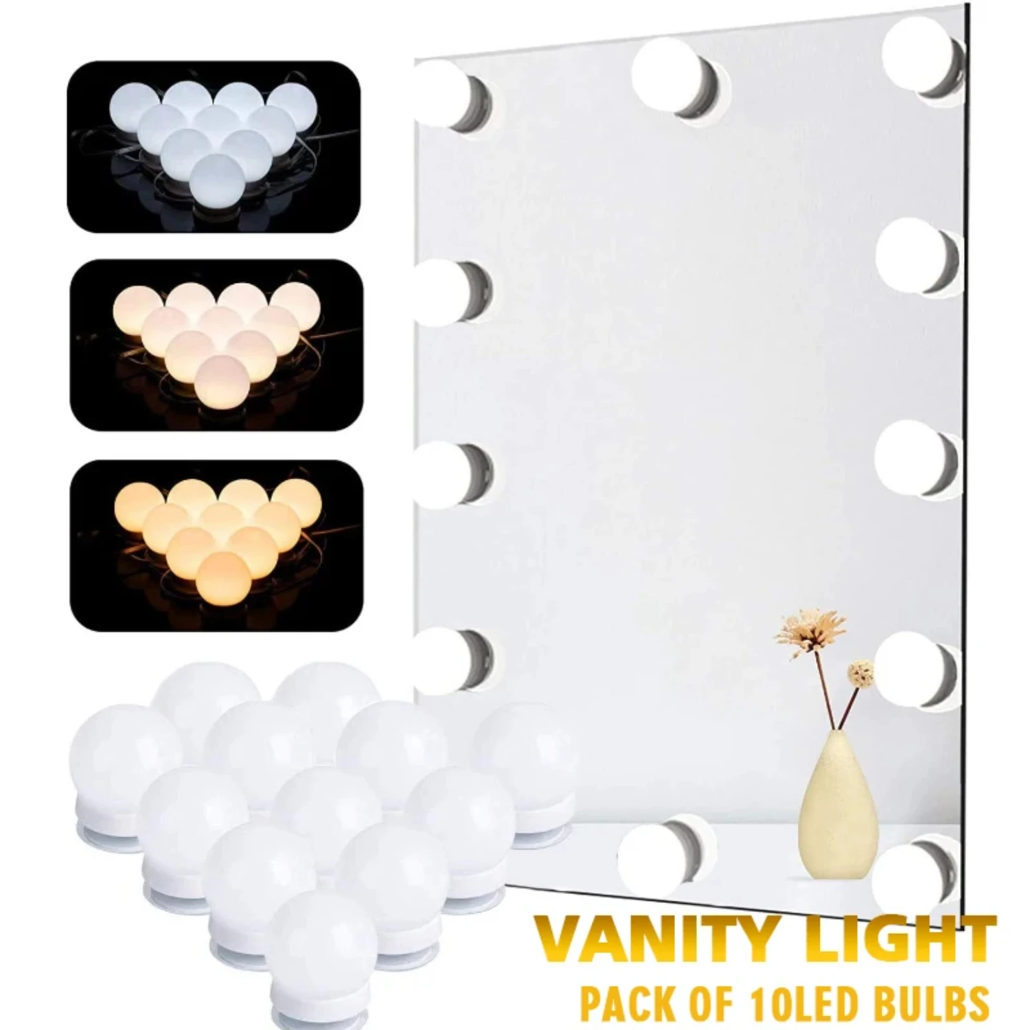 New Enhanced Elegant Dimmable Vanity Makeup Mirror Lights with USB Charging - Elevate Your Beauty Routine - Ideal for Bathroom, 