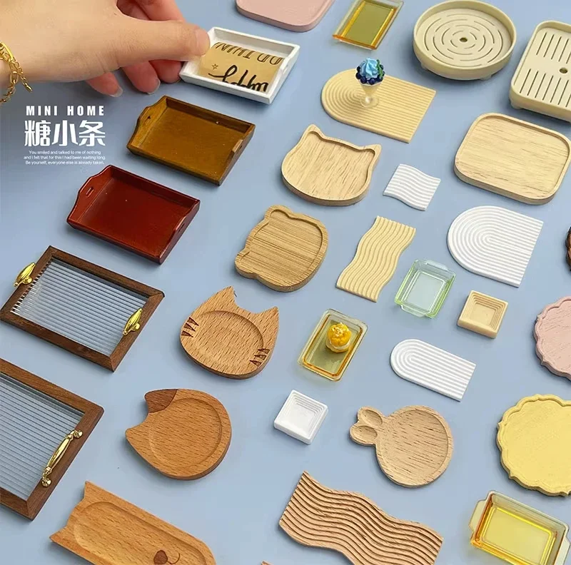 Dollhouse Miniature Roast Duck Roast Chicken Mini Cutting Board Mini Wood Tray Mini Baking Tray Dollhouse Kitchen Accessories