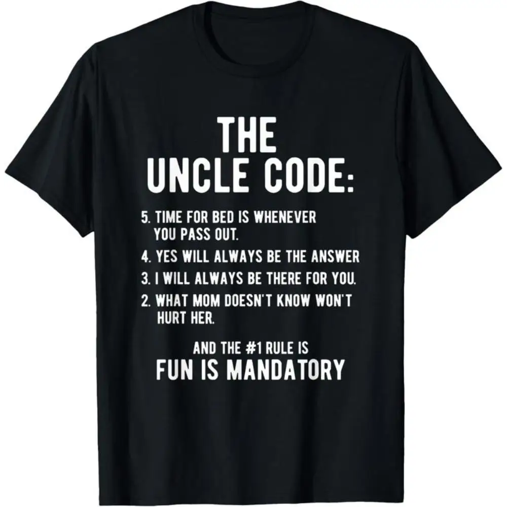 

Funny Uncle Code T-Shirt - Humorous Uncle Rules Graphic Tee, Unique Gift for Beloved Uncle, Family Fun Dad Brother Top