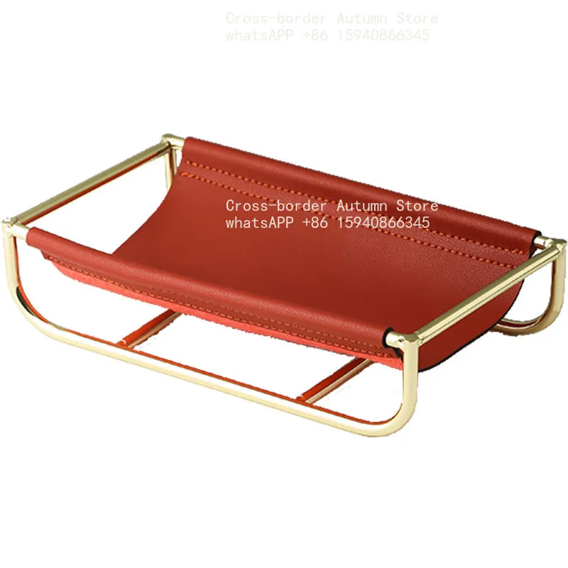 Light luxury jewelry, multi-layer wrought iron leather, small exquisite key, desktop storage box display stand