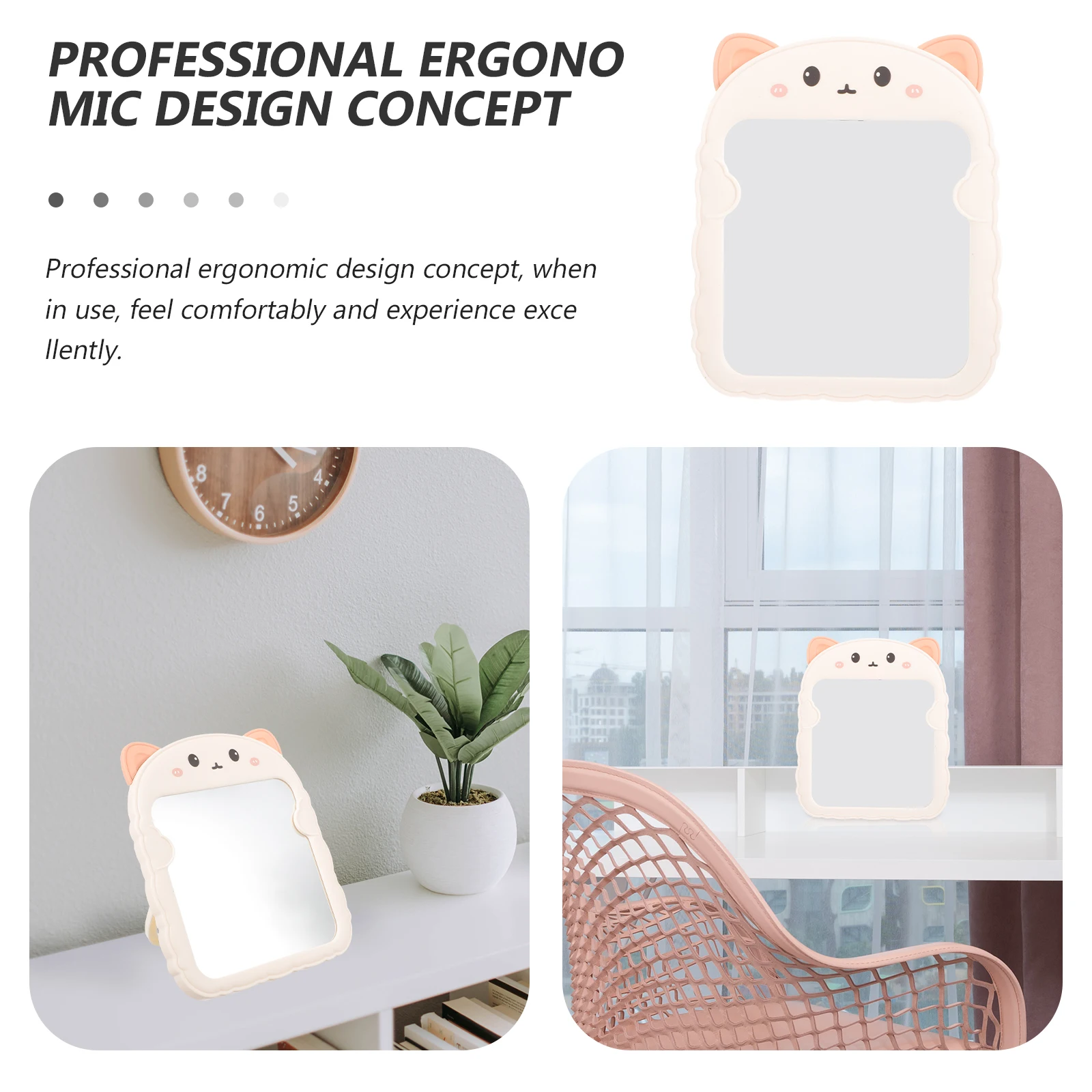 Miroir de maquillage pliant oreille de chat bureau pliable support Portable vanité miroir de voyage armoire de maquillage pliante