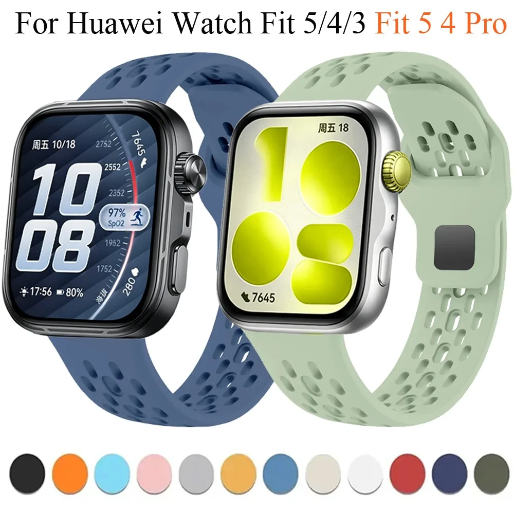 Cave Style Silikonarmband für Huawei Watch Fit 5/4/3 für Huawei Watch Fit 4 5 Pro Atmungsaktives, bequemes Armband, austauschbare Correa