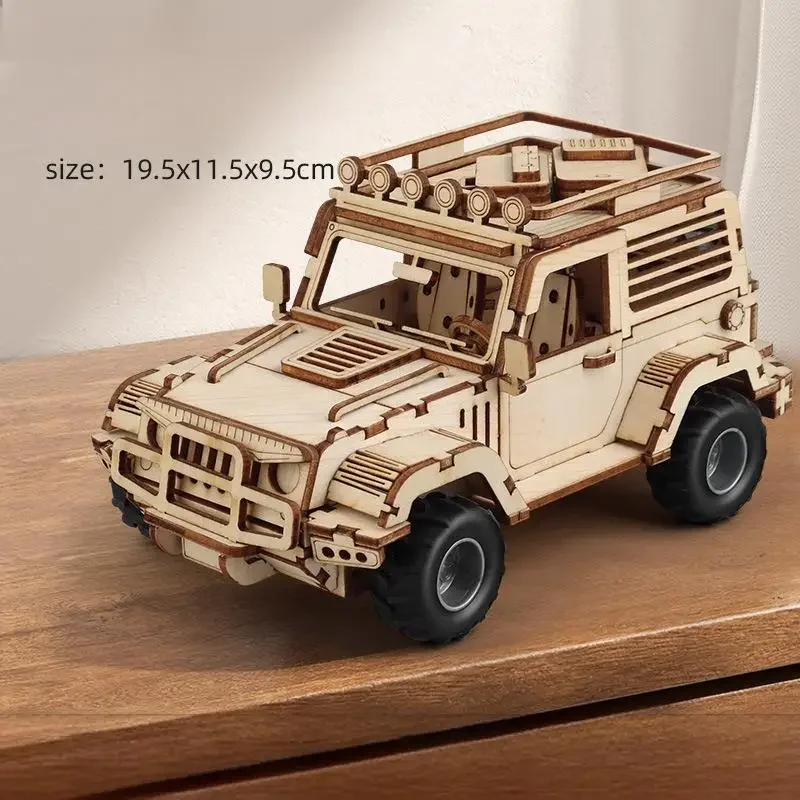 OUZEY 3D Wooden SUV Car Model - DIY Mechanical Assembly Kit, Creative Building Project & Home Decor for Adults & Teens 14+
