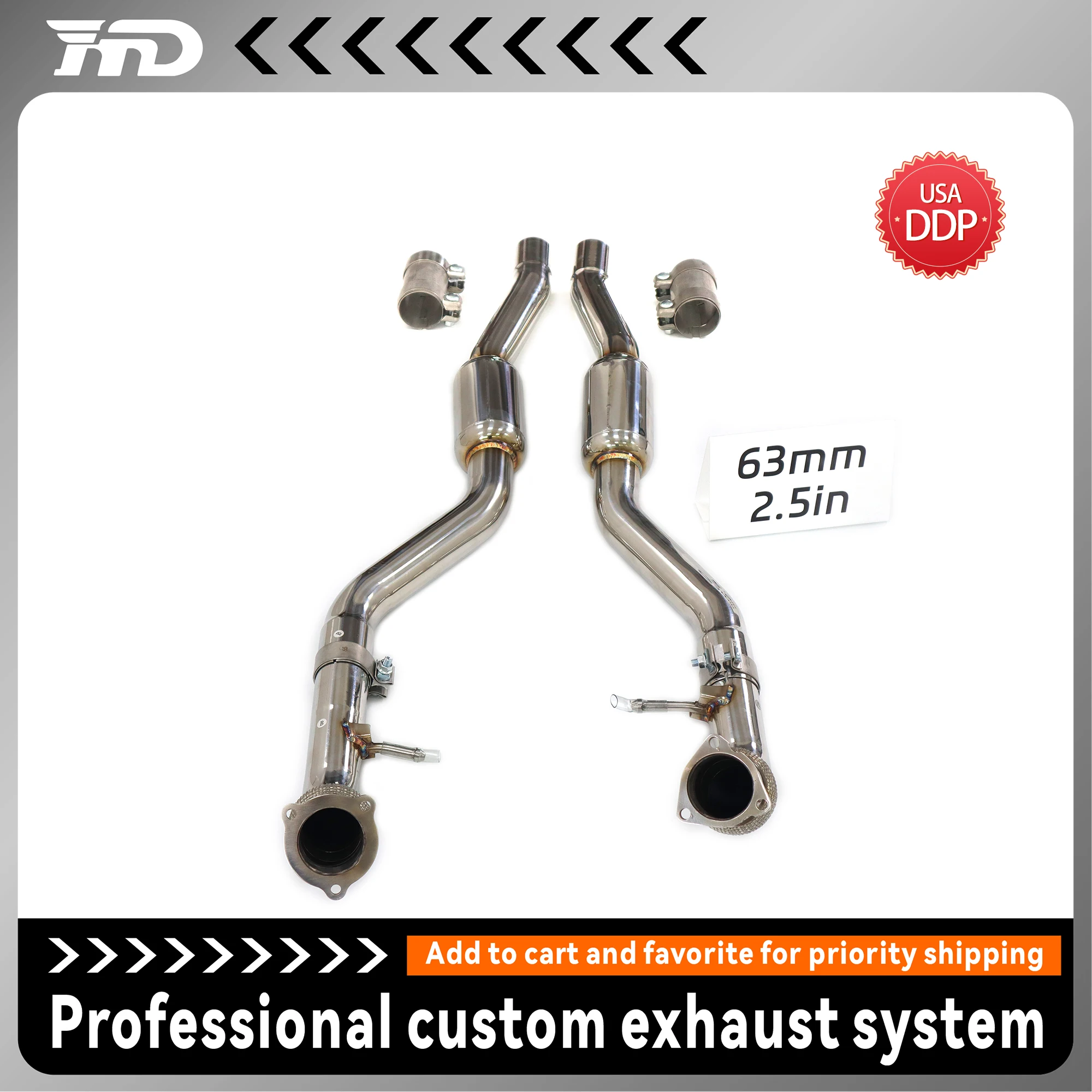 

HMD exhaust system front tube for Audi Q5 B8 3.0T converter car accessories tool With resonator