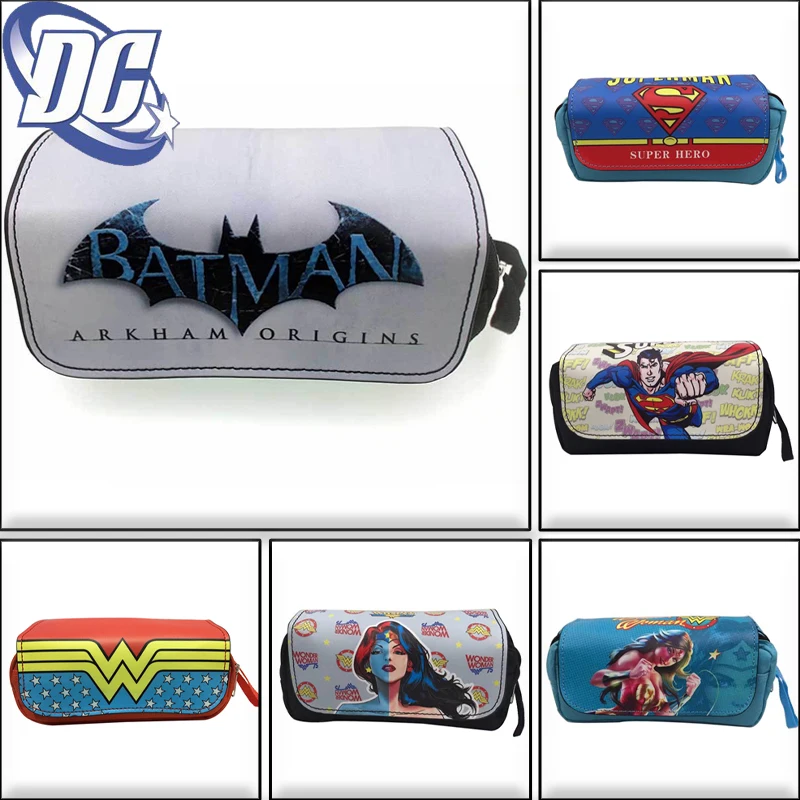 DC Comics Batman Cartoon Anime Character Large Capacity PU Zipper Pencil Bags Children Pen Case Students School Supplies Gifts