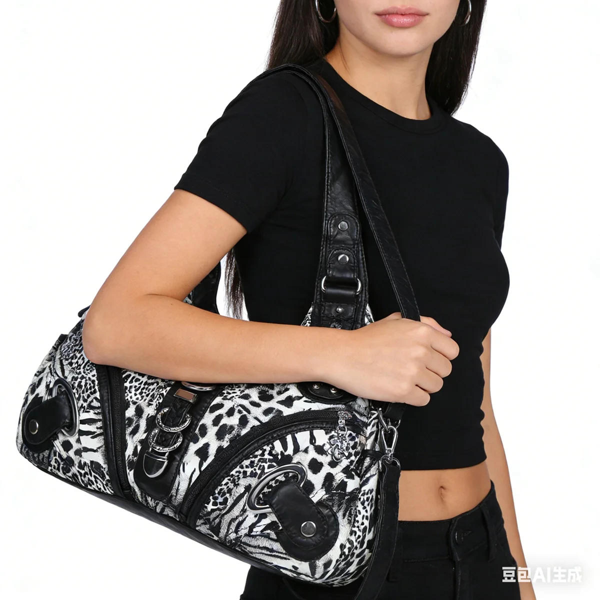 

Женская сумка Angel Kiss с леопардовым принтом, на плечо, с верхней ручкой, модная сумка-сэтчел, сумка-пельмень, сумка-тоут, большая сумка-кошелек