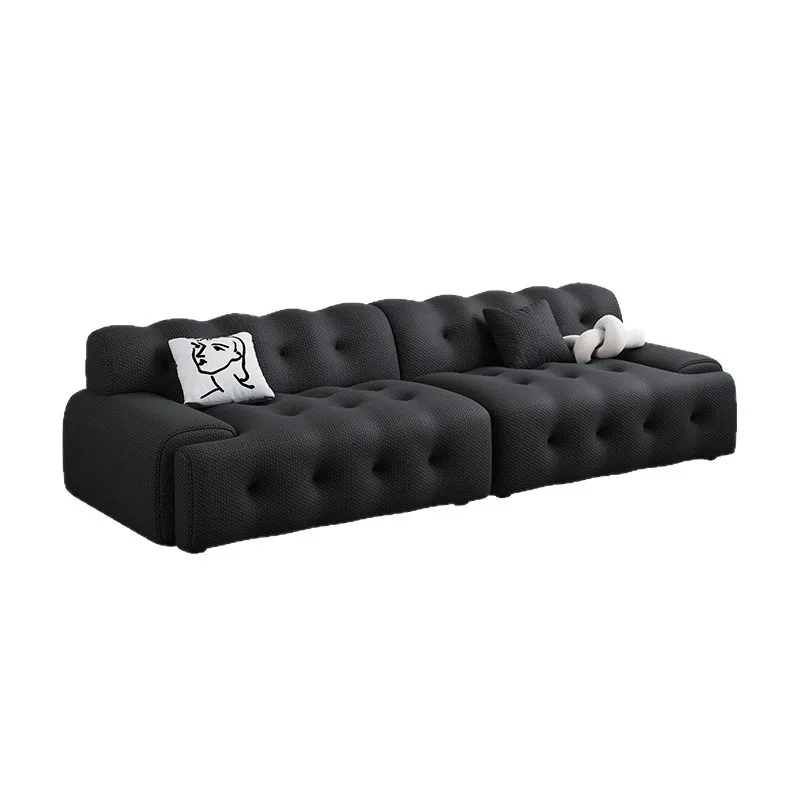 

Simple retro Internet celebrity sofa, small apartment living room French fashion black three-person sofa