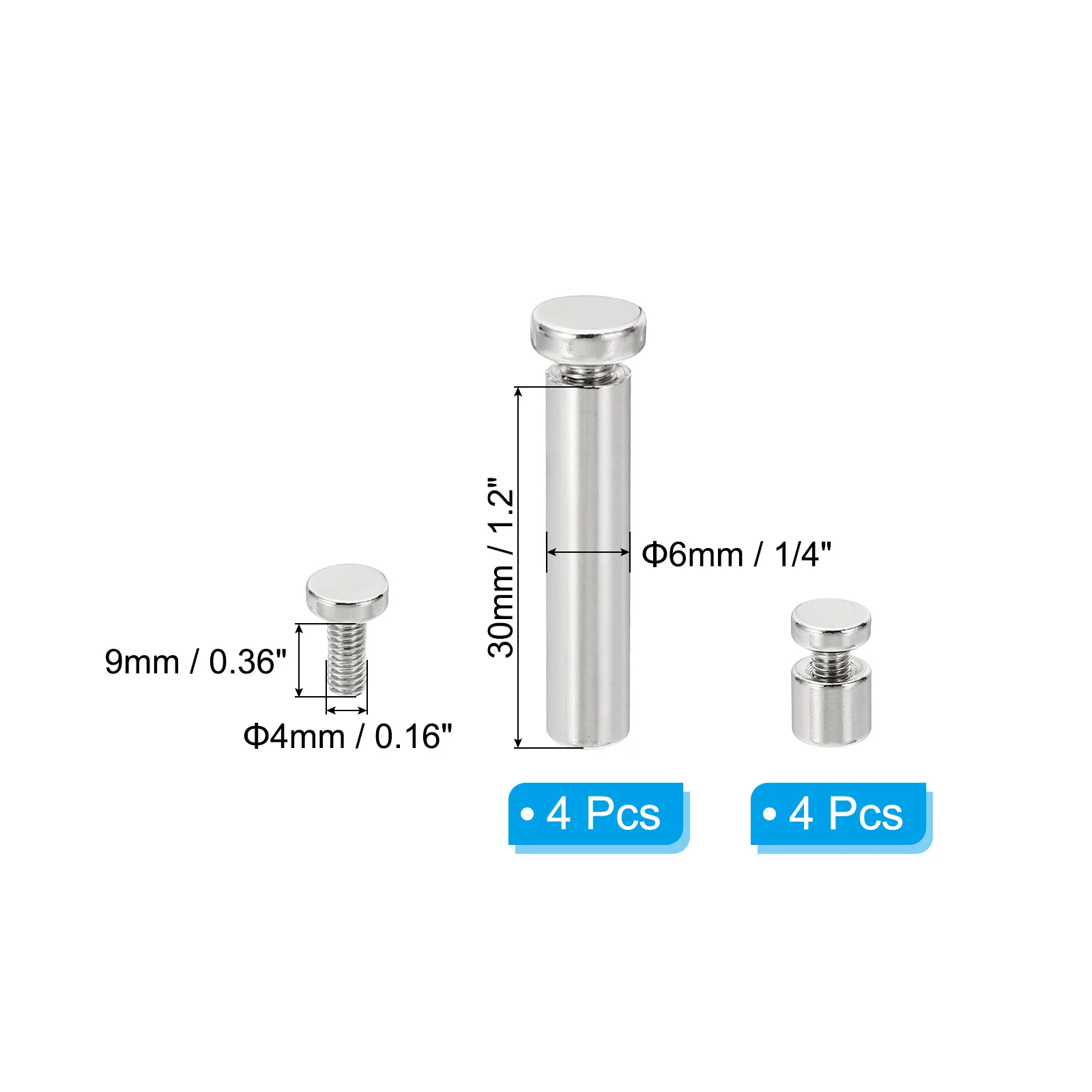 4 комплекта винтов для вывески 1/4 x 1,3 дюйма, настенная стойка из нержавеющей стали