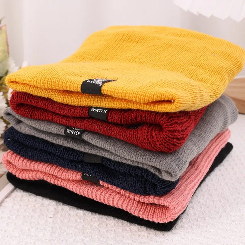 Winter Knitted Wool Neck Scarf Windproof Thick Velvet Lining Warm Scarf Breathable Large Volume Soft Cold Proof Face Neck Warmer