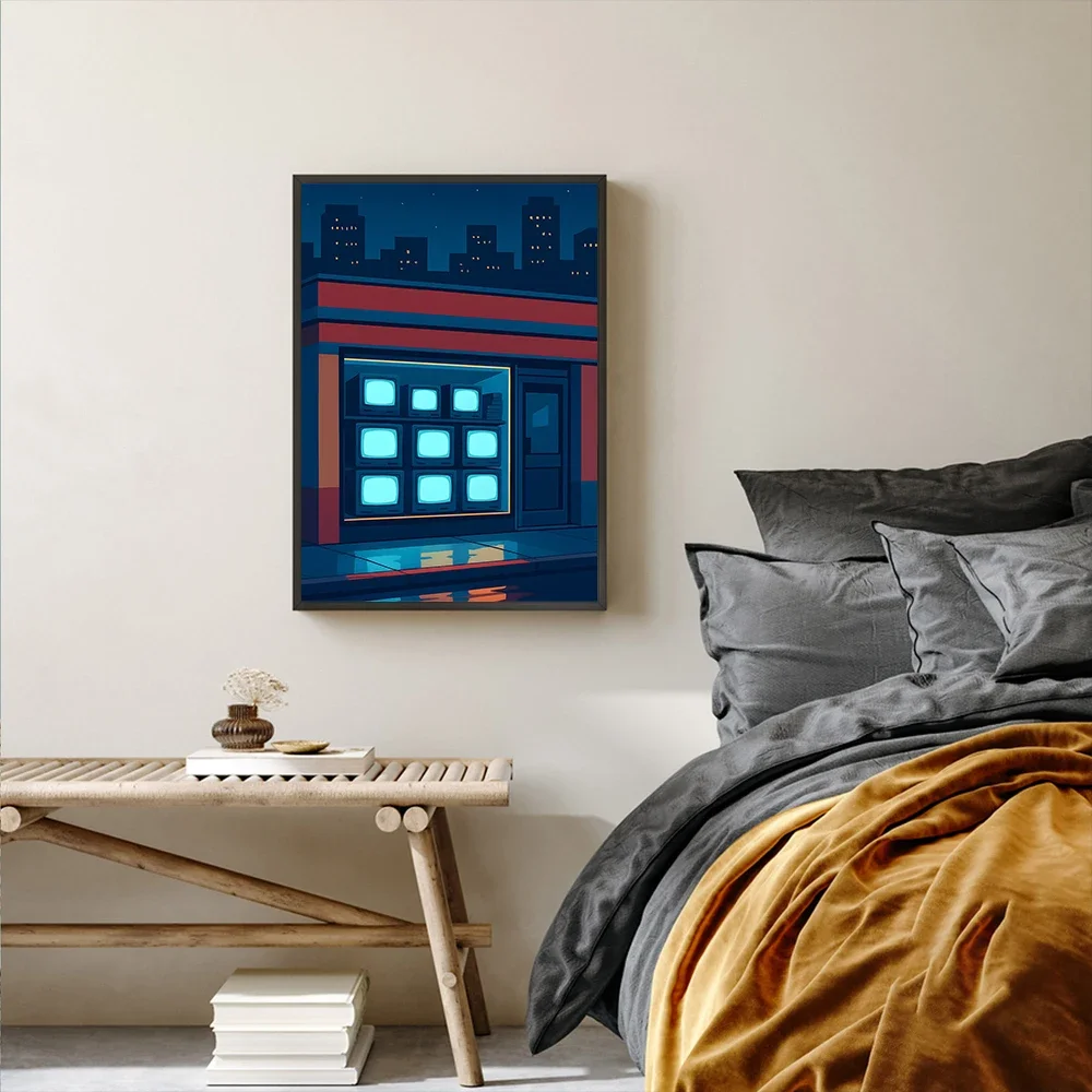 الحد الأدنى الرجعية المشهد الملصقات بكسل الفن سيتي سكيب يطبع حائط لوح رسم الفن صور غرفة المعيشة المنزلي ديكور حديث #2