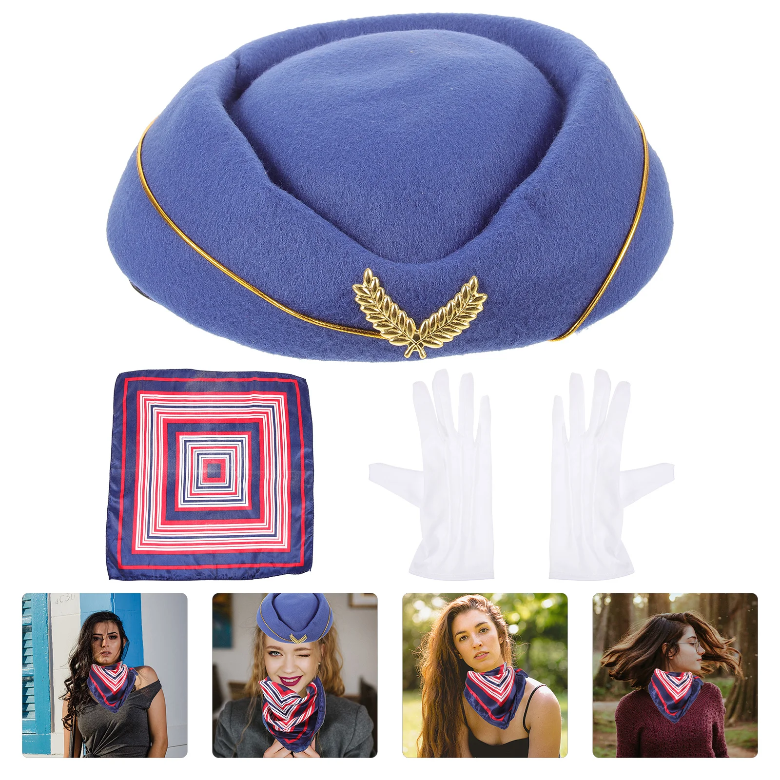 

1 Set Flight Attendant Costume Accessories Stewardess Cosplay Prop For Halloween Party Carnival Masquerade Photo Prop Cosplay