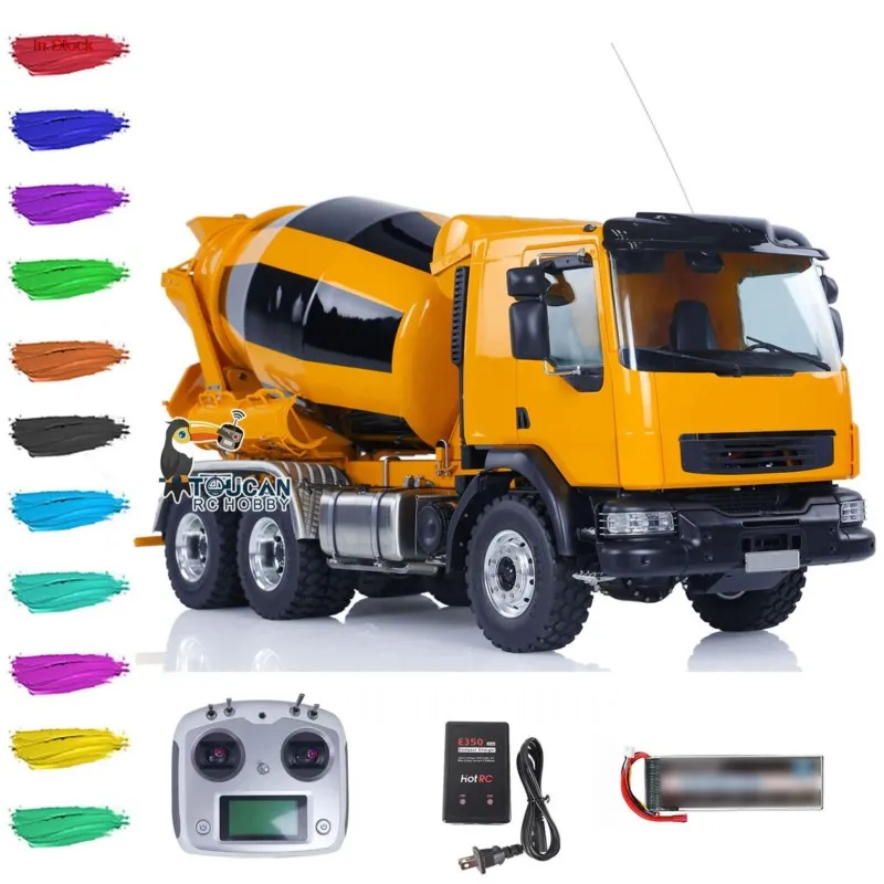 In Stock 1/14 LESU 6x6 Metal RC Mixer Truck DIY Painted Finished Remote Control Agitating Lorry Concrete Sound Light Car Boy Toy
