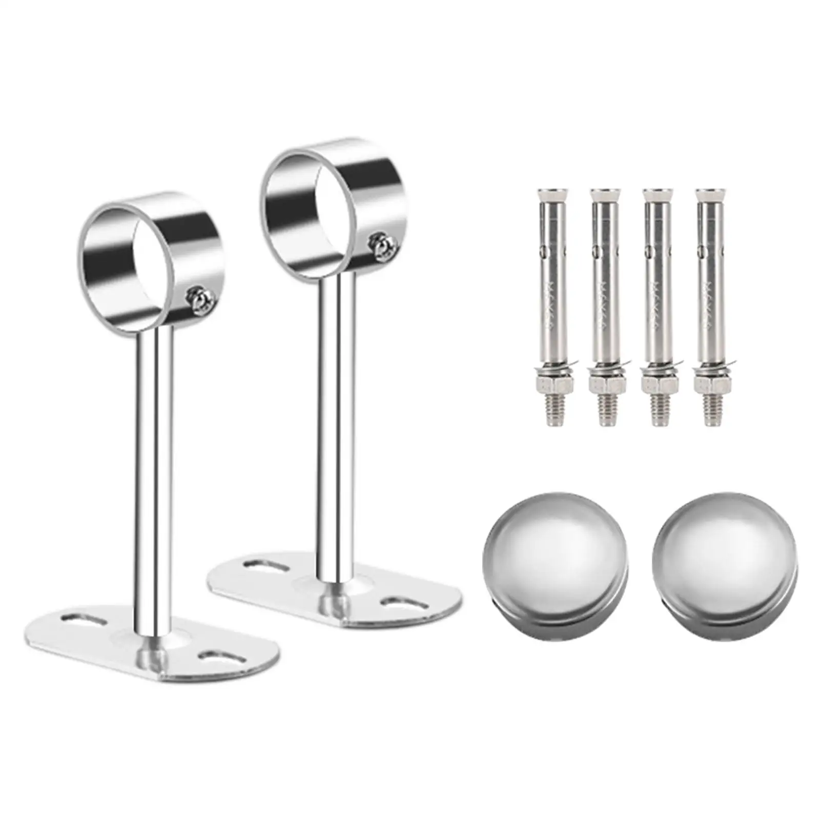 Steel Closet Pipe Bracket for Rod Holder Wardrobe Hanger Mount Curtain Rail Shower Ceiling Socket Flange Support
