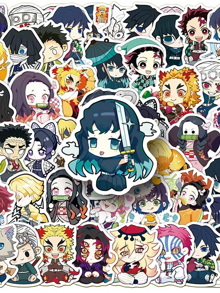 10/30/50pcs Q Version Cute Cartoon Demon Slayer Stickers Aesthetic Decals DIY Laptop Phone Fridge Car Anime Sticker Kids Toys