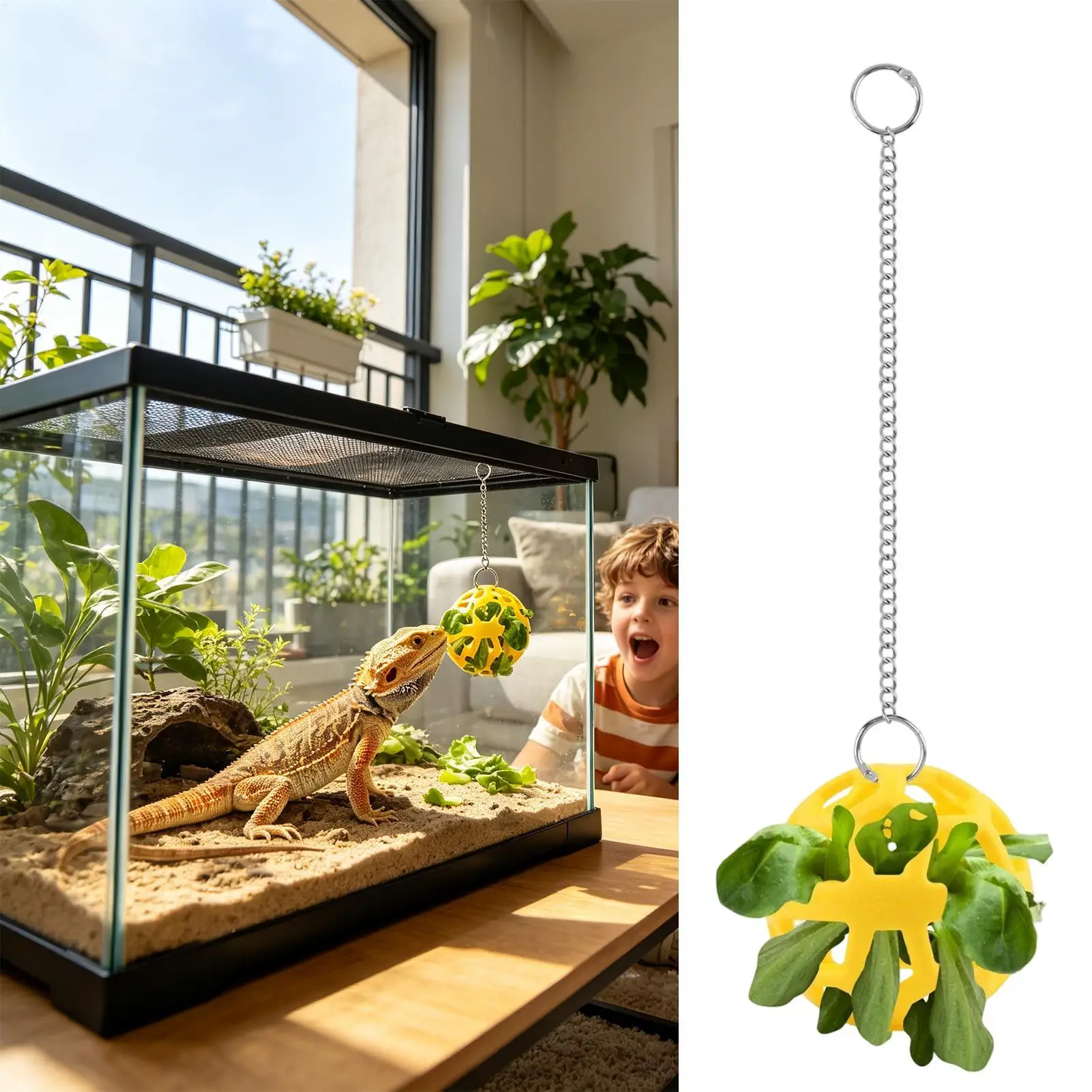 Suction Cup Gecko Bell Ball Bearded Dragon Toys Interactive Lizard Feed Ball for Keepers Pet Parents Animal Lovers Terrarium view 4