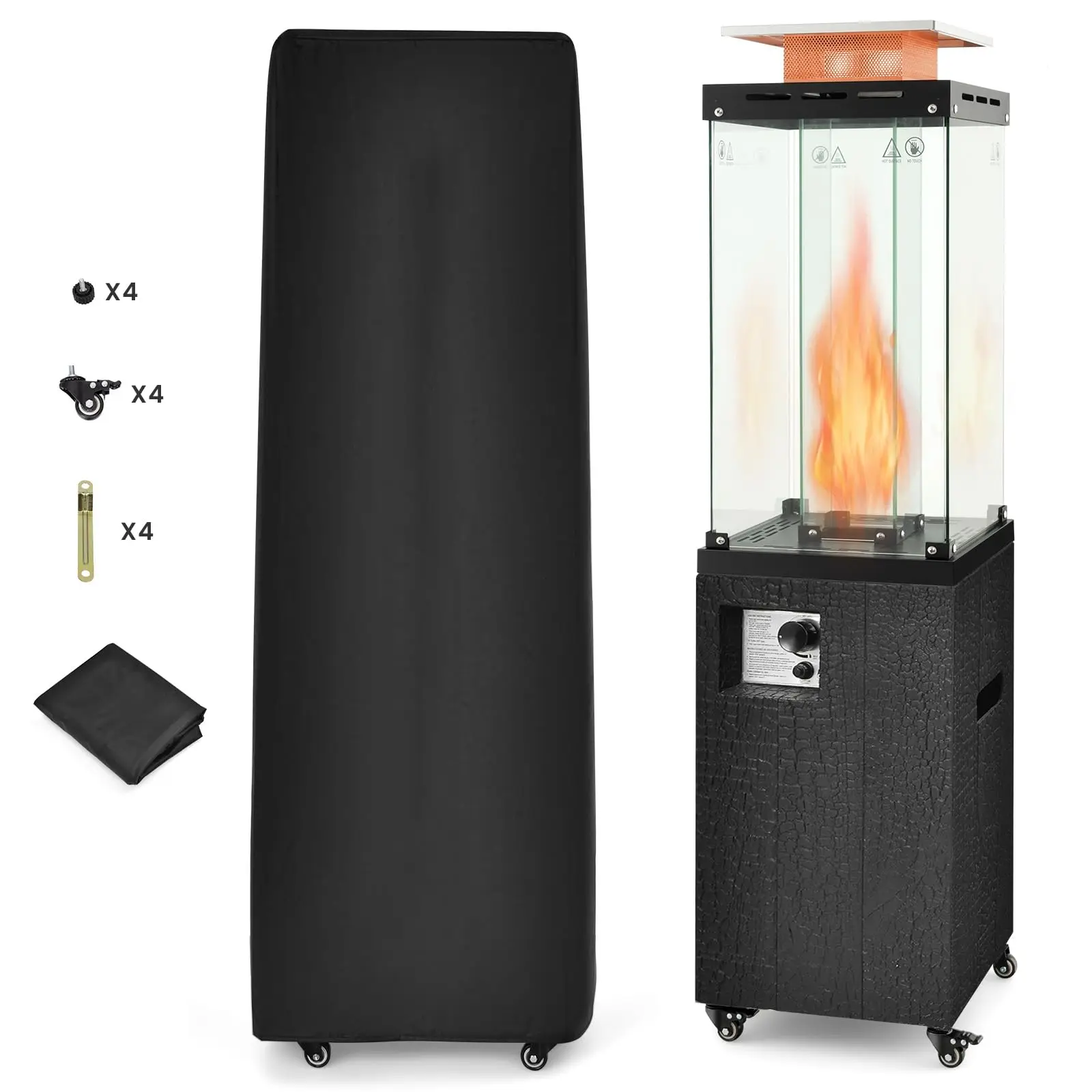 41,000 BTU Outdoor Heater, Propane Patio Heater, Outside Space Heater with Protective Cover, Wheels & Adjustable Feet