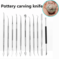 Pottery Carving Knife Stainless Steel Double Head Scraper DIY Ultra Light Clay Stone Carve Mud Sculpture Model Polymer Clay Tool