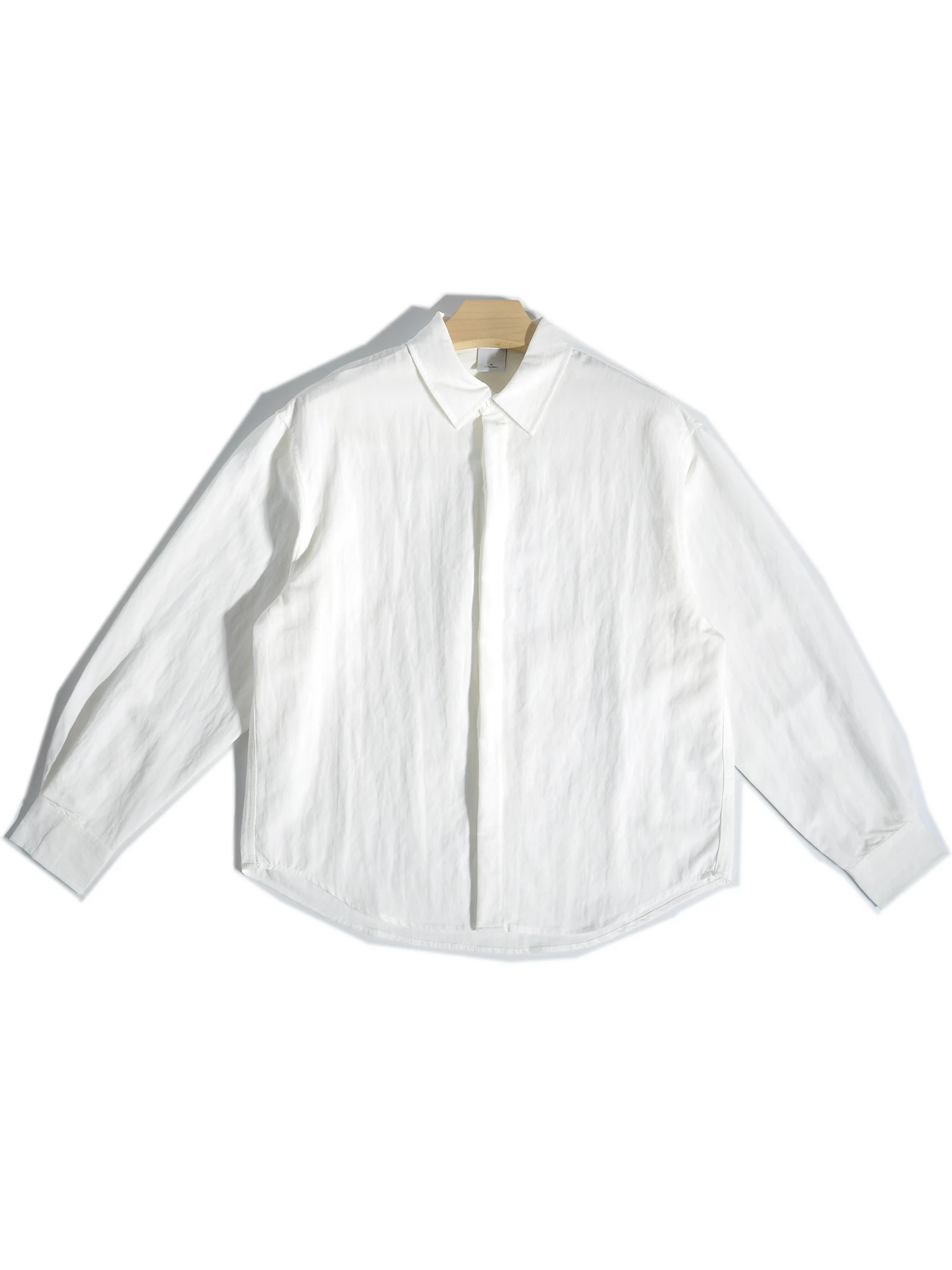 

Loose Long Sve Men's irt Casual Drapey Spring Pure Color Gentleman's Slouchy Sle Chinese Cultural Artistic Trend