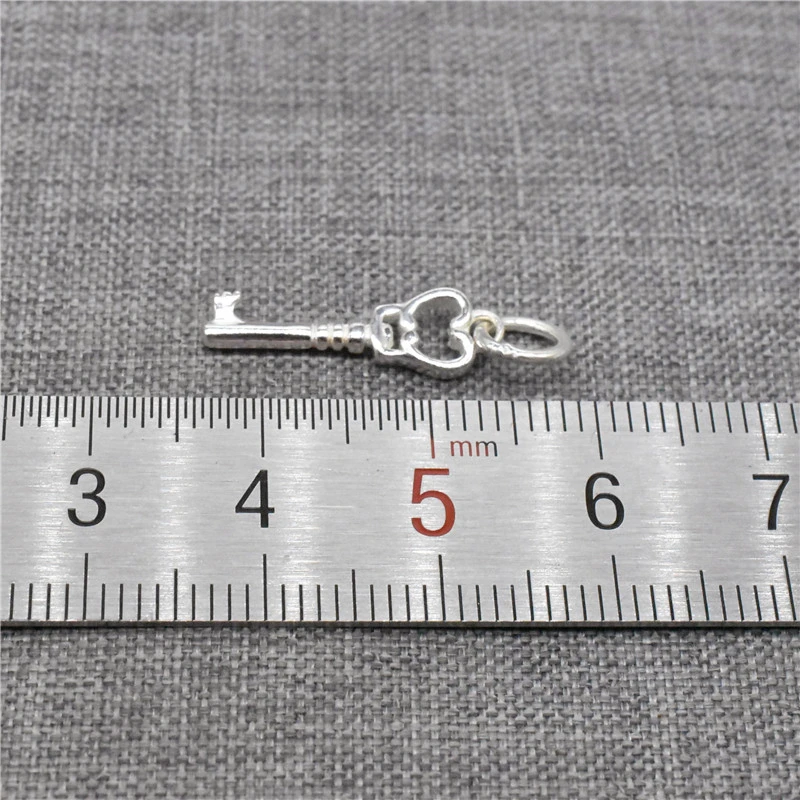2 Pieces Small Key Charms Double Sided in 925 Sterling Silver for Necklace and Bracelet Making