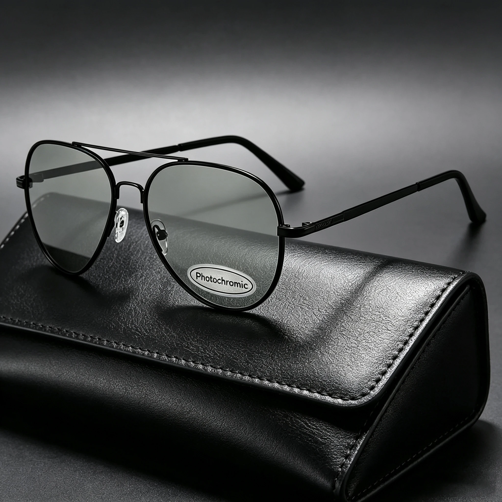 Pilot Photochromic Polarized Sunglasses For Men Women Black Metal Frame Color Changing Fashion Outdoor Sun Glasses Shades 2027