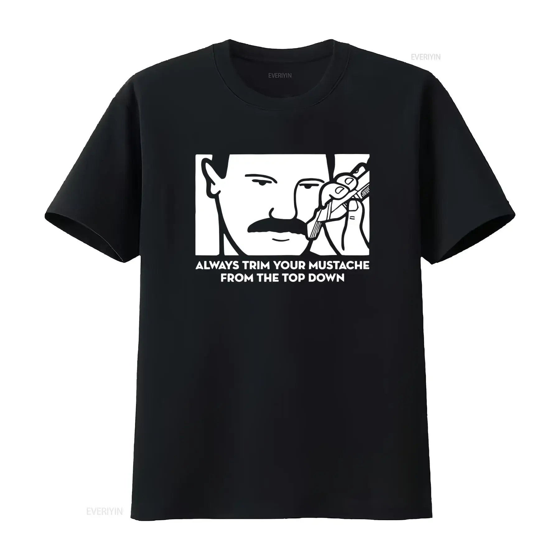 Men's T Shirt Always Trim Your Moustache From The Top Down Perfect for Movember Beard Enthusiasts vintage Washed