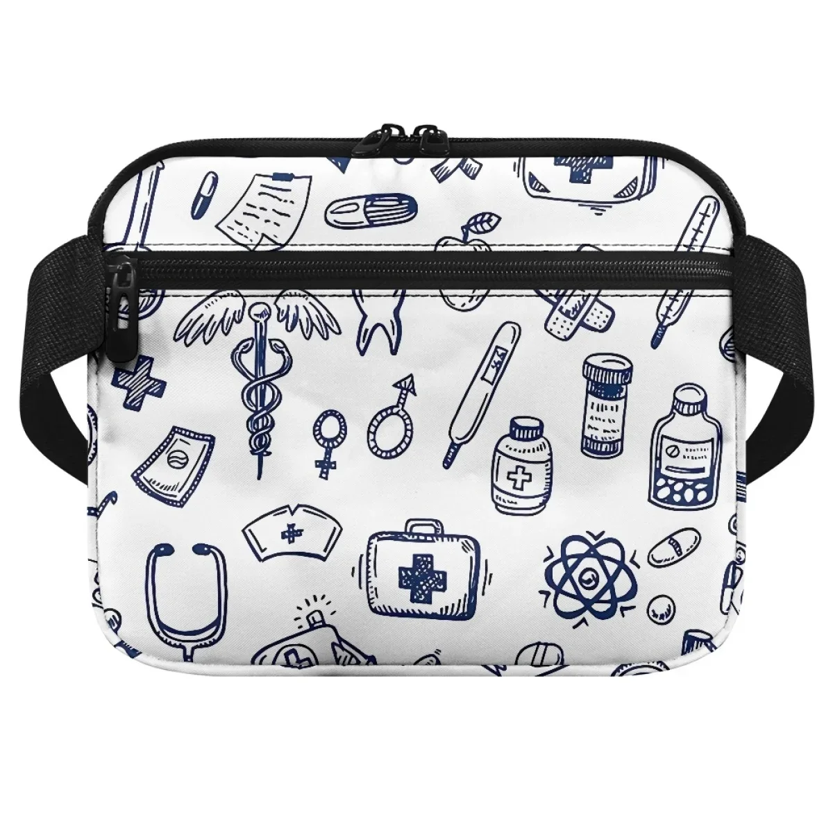 Saco de cinto impresso ajustável para senhoras, equipamento médico simples, Fanny Pack, trabalho hospitalar, armazenamento portátil de enfermeira, saco de cintura, moda