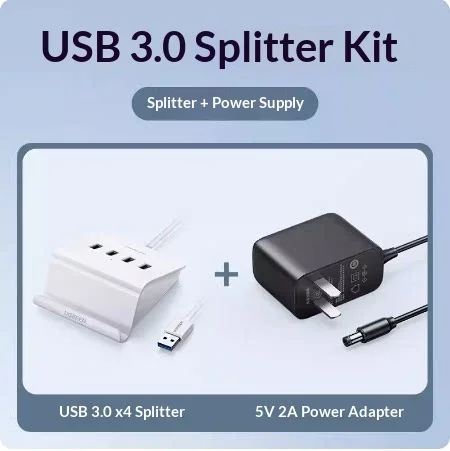 UGREEN 40441 1.5m USB 3.0 4 Port Hub Splitter with Power Adapter USB Expansion for Laptop Desktop Computer