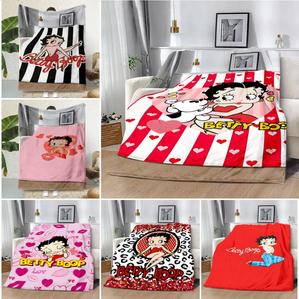 Printed Blanket Fashion B-Betty Boop Picnic Blankets Warm Blanket Soft and Comfortable Blanket Home Travel Birthday Gift